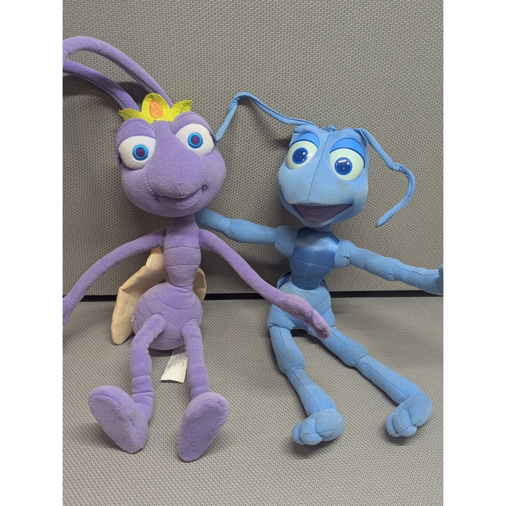 VTG Disney Pixar A Bugs Life Flik & Princess Atta Plush Large Set 1998 Toys